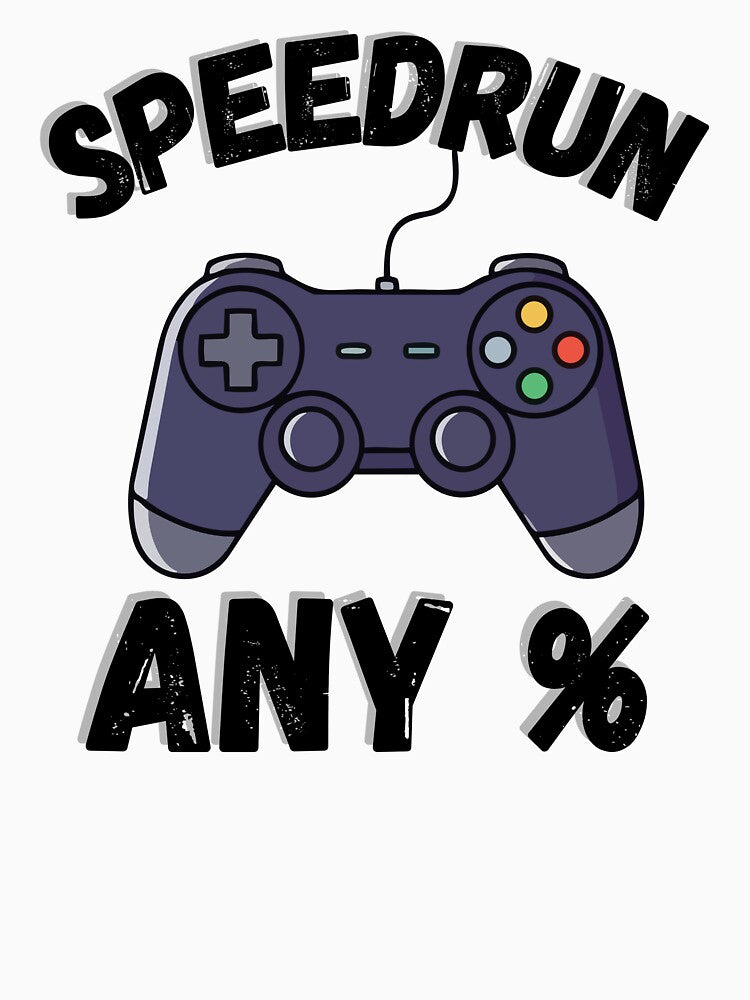 Speedrun Any % – Gamer Controller Graphic Design by PHRASEandSTYLE
