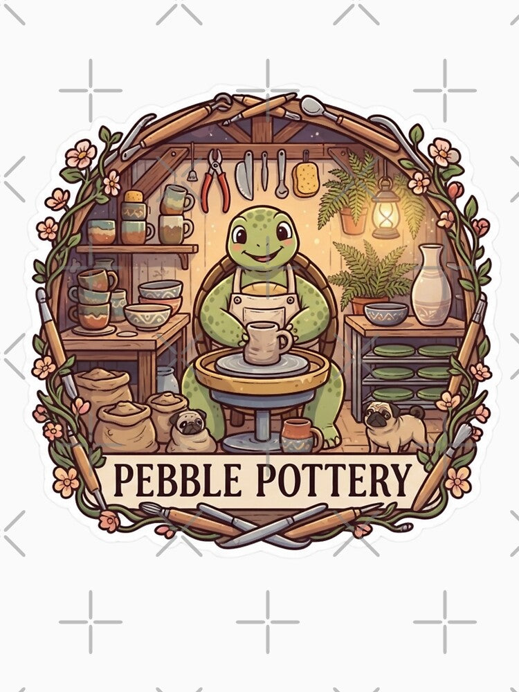 Pebble Pottery | Cottagecore Turtle Potter | Woodland Ceramics Studio | Handmade Pottery Workshop | Cozy Artisan Shop | Whimsical Pottery Art Gift by MrDev