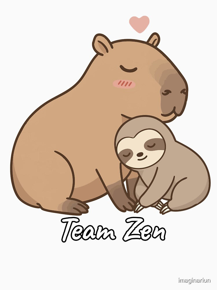 Team Zen – Capybara and Sloth Relaxing Together Cute Chill Animal Design by imaginariun
