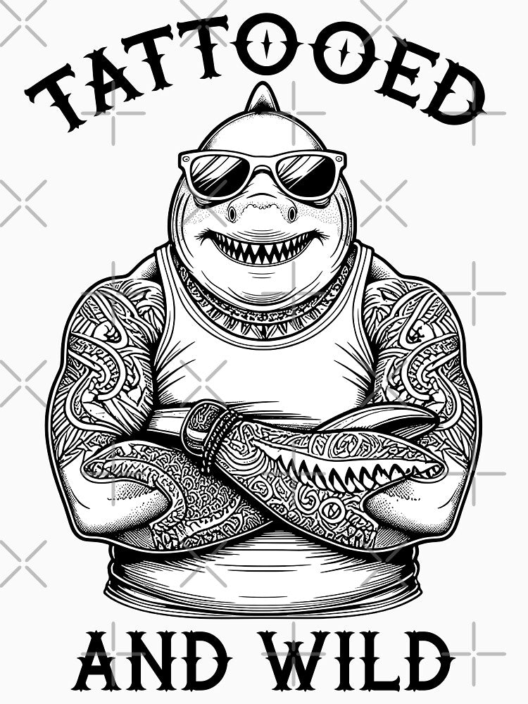 Tattooed And Wild Funny Inked Shark Animal Tattoo Lover by GrandeDuc