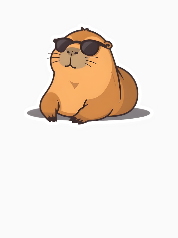 Cool Capybara Sticker – Relaxed Rodent with Sunglasses Cartoon Design by StickerNexa