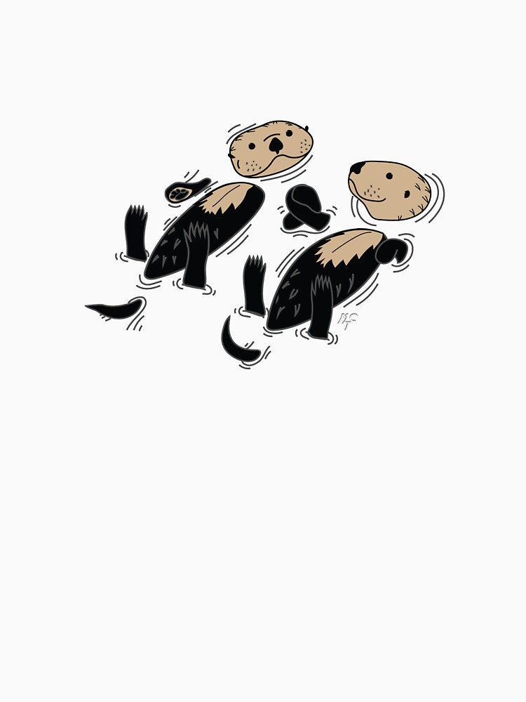 Happy Otters Holding Hands by m-cronin-arts