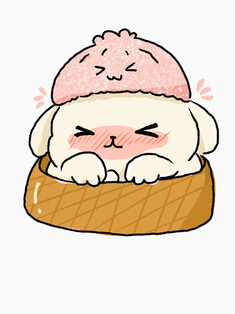 Shy Bunny Dumpling Hat Sticker | Blushing Rabbit | Cute Awkward Animal Club by chupichapa