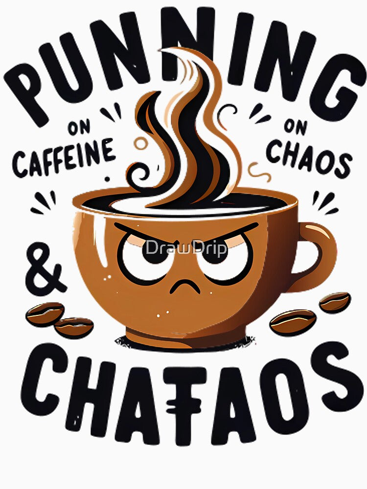 Running On Caffeine And Chaos Coffee Lover Shirt by DrawDrip