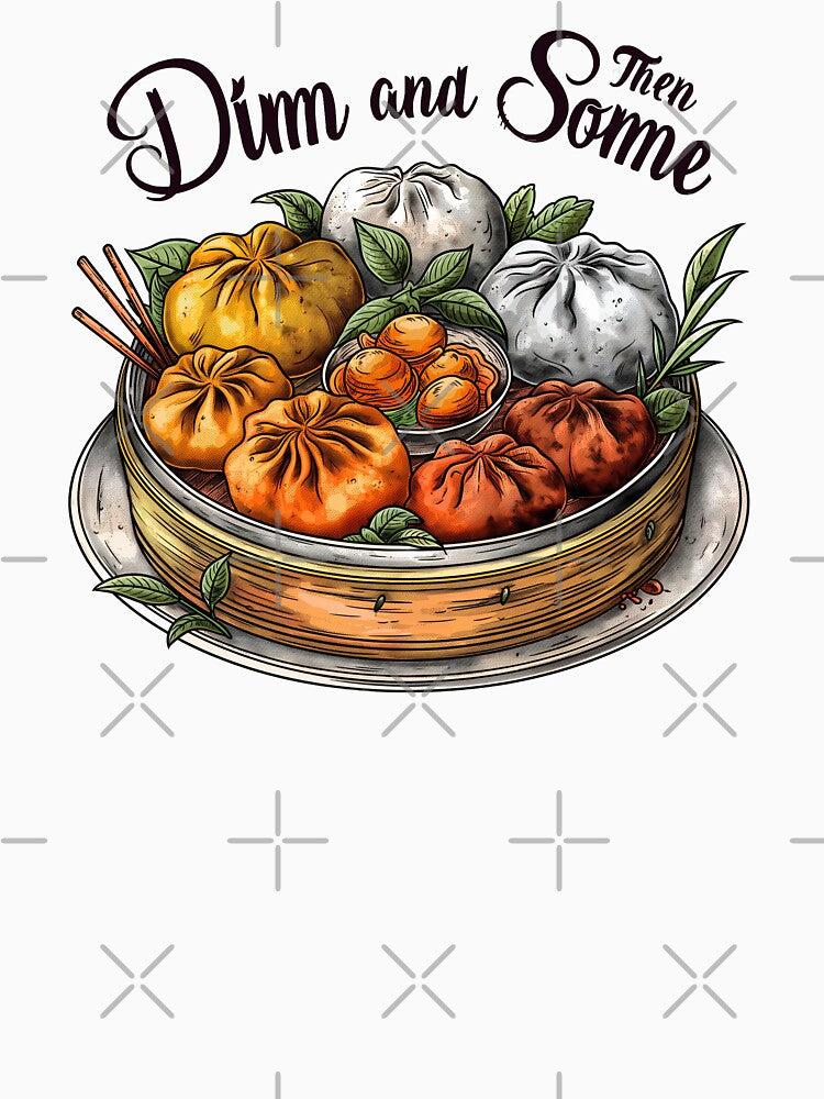 Dim Sum and Then Some, Cute Bamboo Steamer with Dumplings, Spring Rolls, and Buns for Asian Food Lovers, Traditional Chinese Cuisine Design by Noodle Doodle