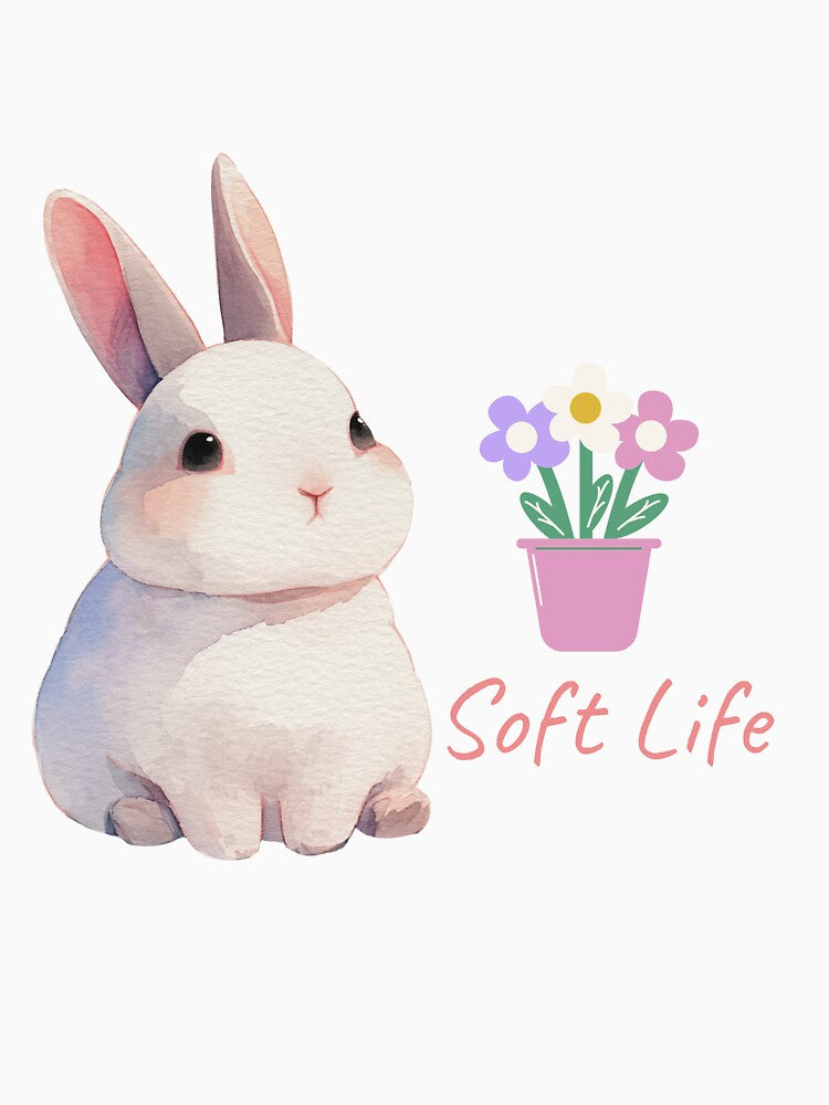 Soft Life Kawaii Bunny Floral Art by UUniqueIImprint