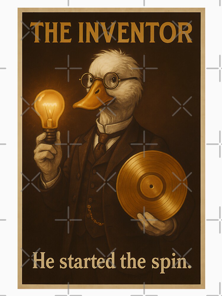 The Inventor Duck Vintage Vinyl Poster Parody Design by TeeTimeTreasure