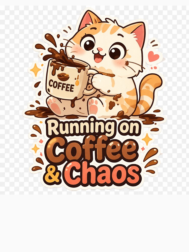 Running on Coffee & Chaos Funny Cute Quote | Relatable Mood Sticker by MeghDesigns