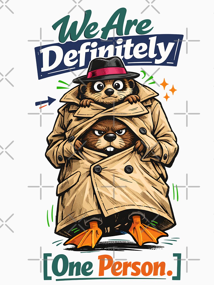 We Are Definitely One Person Funny Animal Trench Coat Imposter Syndrome Humor - Three Animals in a Suit Weirdcore Aesthetic Illustration by Vivaan Studio by Vivaan Studio