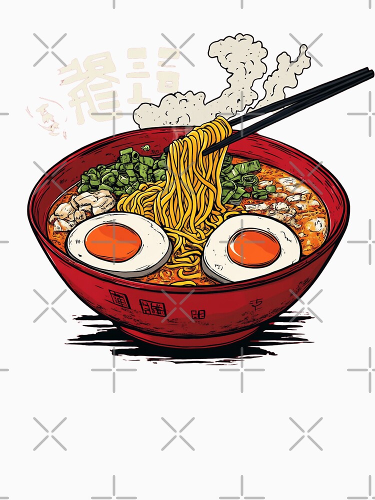 Steaming bowl of spicy beef ramen noodles by Nightarcade