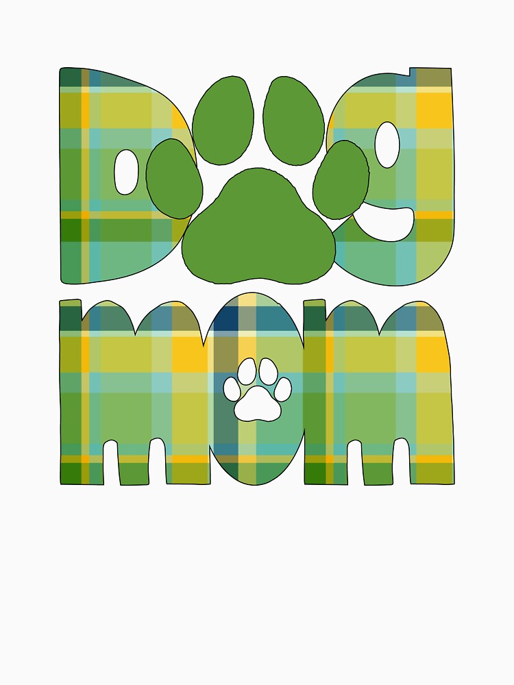 Dog Mom Green Blue Yellow Plaid by HeidiMyersArt