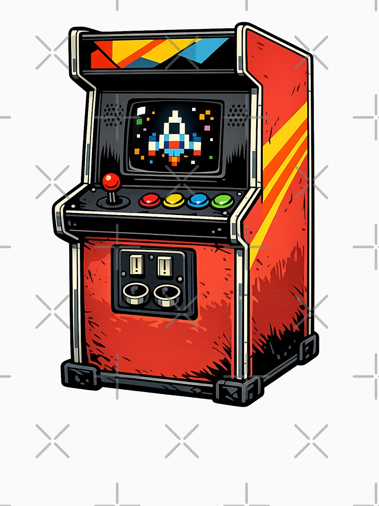 Retro Arcade Cabinet 1980s Arcade Machine Pixel Game Art Vintage Gaming Decor by 486DesignCo