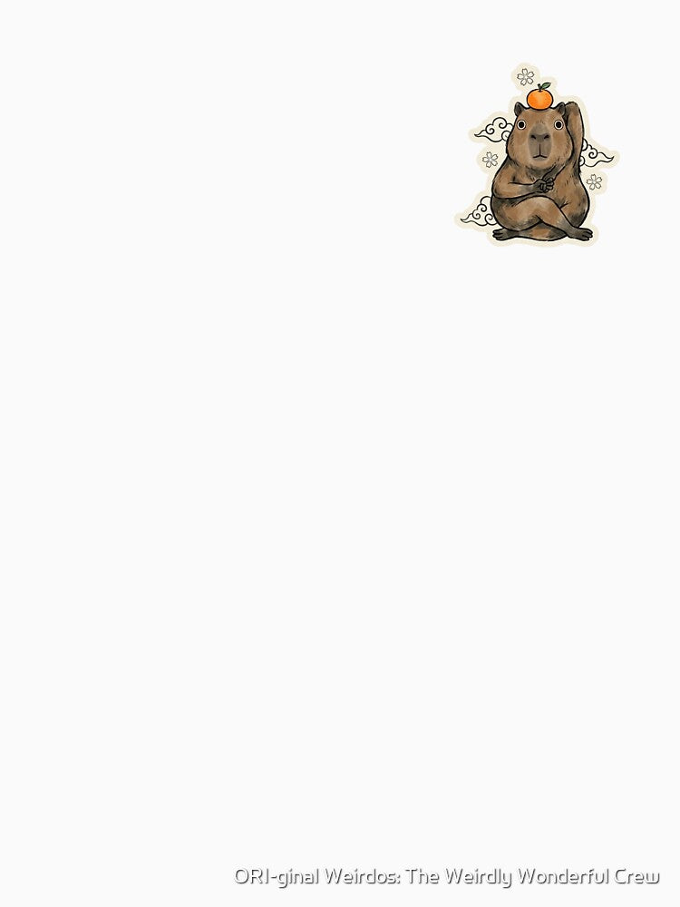 Capybara Doing Cow Face Yoga Pose with Mandarin Orange Japanese Watercolor Sticker by ORI-ginal Weirdos: The Weirdly Wonderful Crew