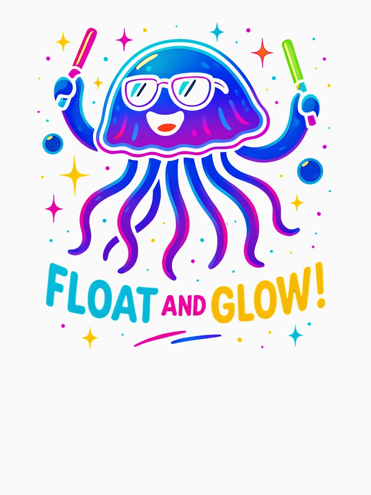 Float and Glow – Neon Jellyfish Party Vibes Design by JaroPrints