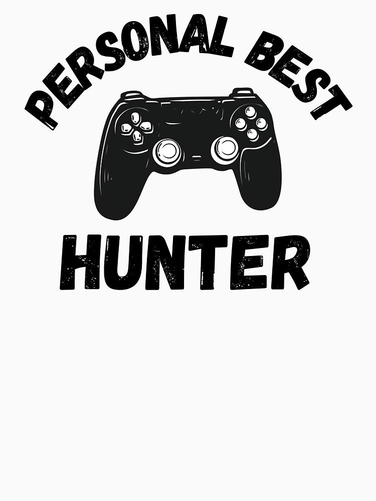 Personal Best Hunter – Vintage Gamer Controller Quote Design by PHRASEandSTYLE