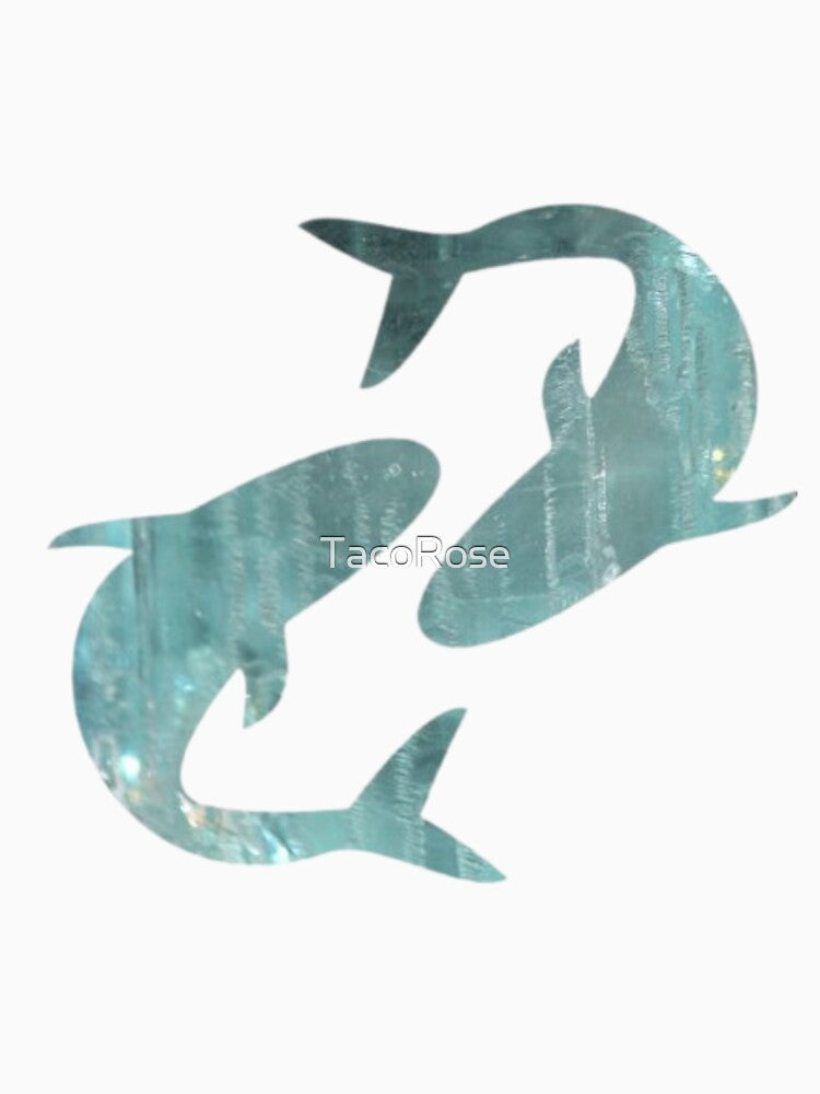 Pisces Zodiac Symbol Silhouette Design With March Birthstone Aquamarine Background by TacoRose