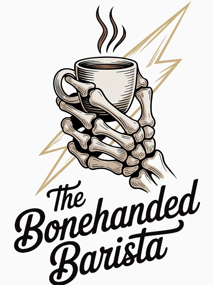 Bonehanded Barista Skeleton and Cup Logo - Black by Bonehanded