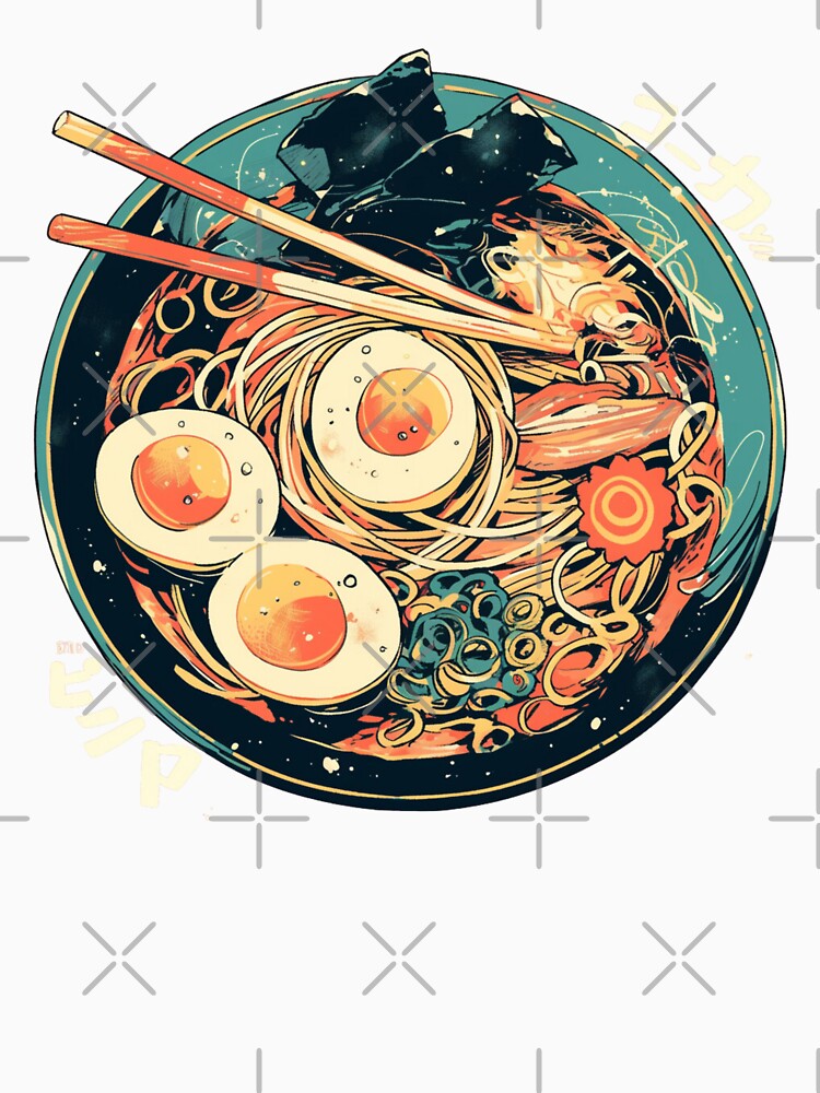 Spicy Ramen Noodles Bowl With Eggs and Beef by Nightarcade
