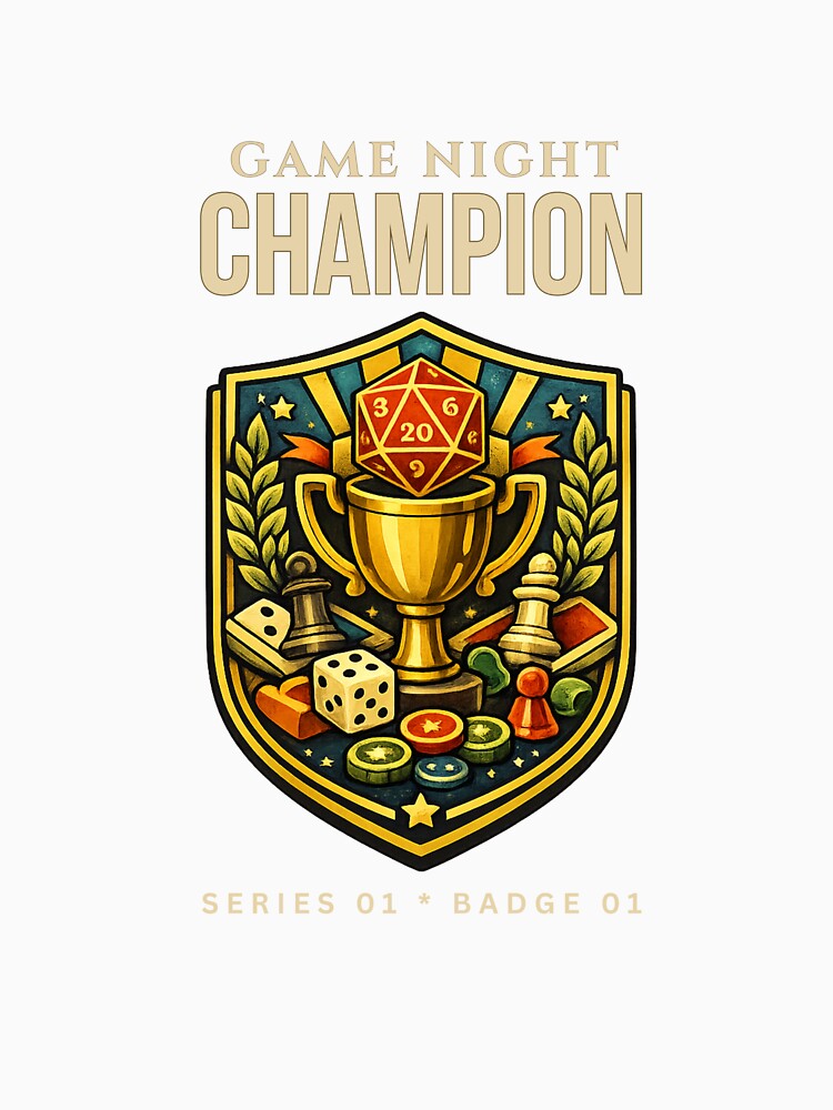 Game Night Champion Board Game Gamer by WitWorksCo