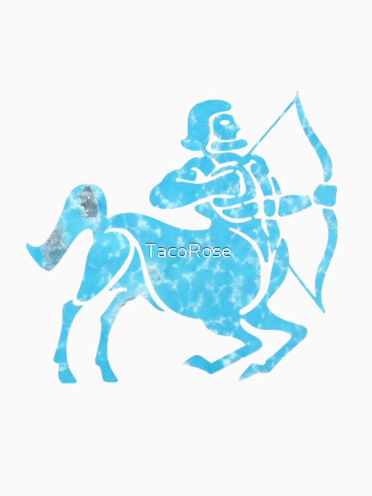 Sagittarius Zodiac Symbol Silhouette Design With December Birthstone Turquoise Background by TacoRose