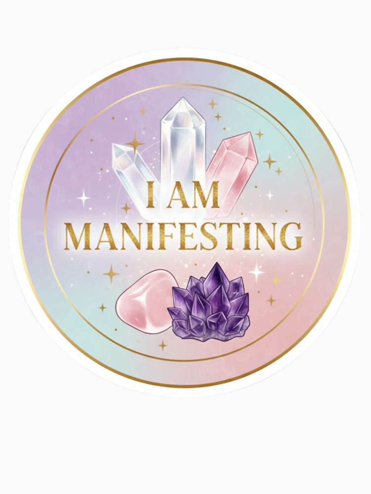 Manifesting Sticker - Crystal Healing Law of Attraction Spiritual Gift Manifestation Affirmation by RealVibeVault