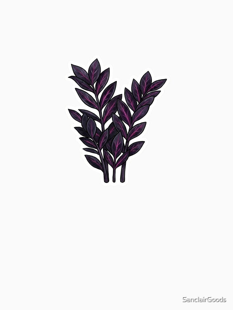 Aesthetic Zamioculcas Black Raven Neon Botanical Art by SanclairGoods