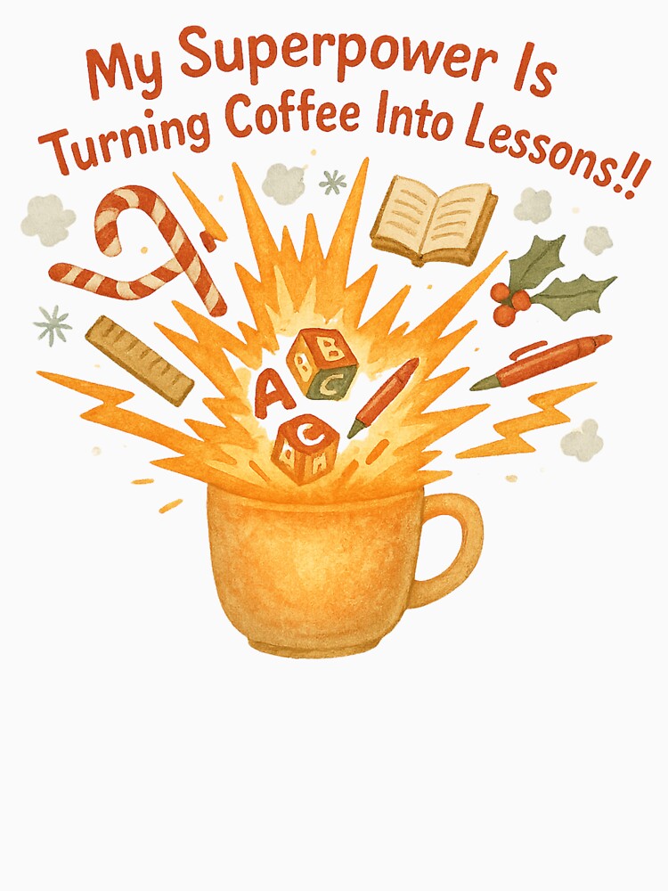 My Superpower Is Turning Coffee Into Lessons | Funny Teacher Christmas Coffee | Minimal Watercolor Educator Gift by Just You Tee | Say It Loud, Wear It Proud
