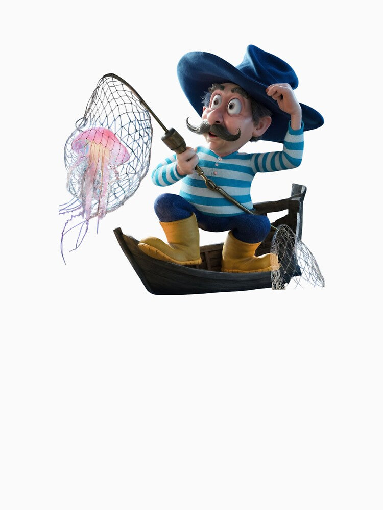"The Cartoon Fisherman and the Glowing Jellyfish" by Golden-flower22