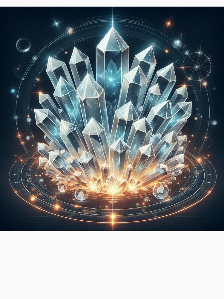 Glowing Crystal Cluster – Mystical Gemstone Illustration by ashokreddy343