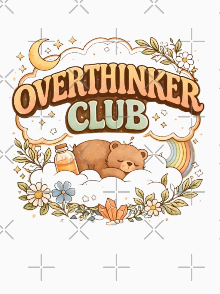 Overthinker Club Dreamy Aesthetic Retro Typography Design by Sanika arts