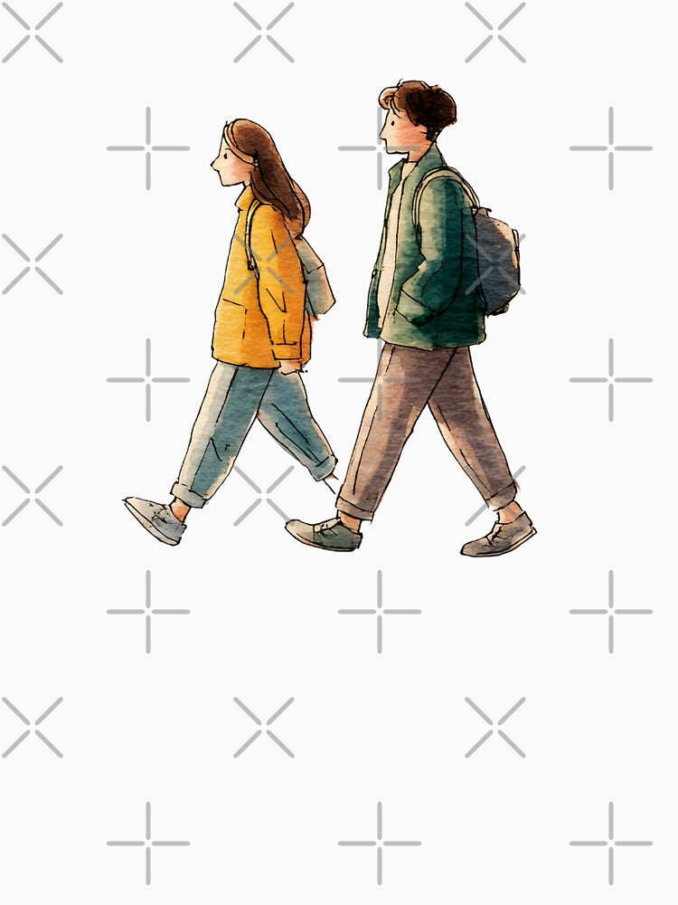 Slow Living Aesthetic Walking Couple by JaiSoftStudio