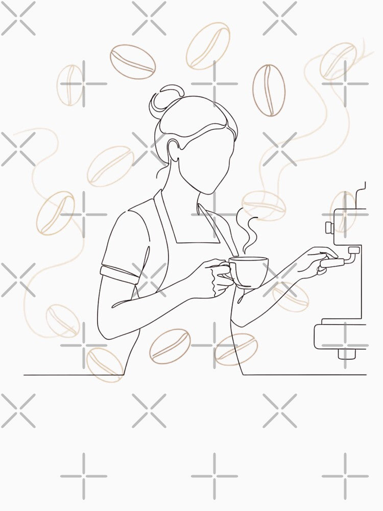 Minimalist Barista Coffee Line Art Modern Cafe Art by anandsiva2703