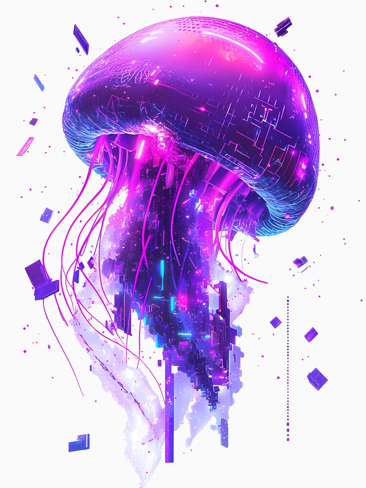 Surreal Neon Jellyfish in Cyber Glow by PixelReverb