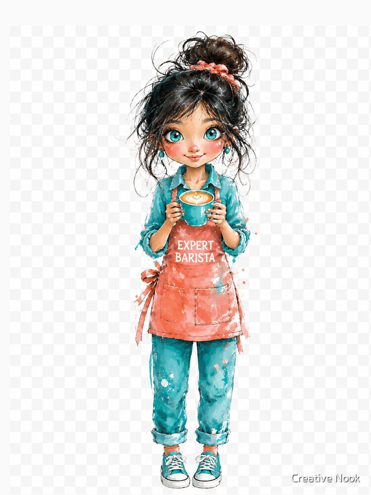 Expert Barista" Whimsical Coffee Girl by Creative Nook