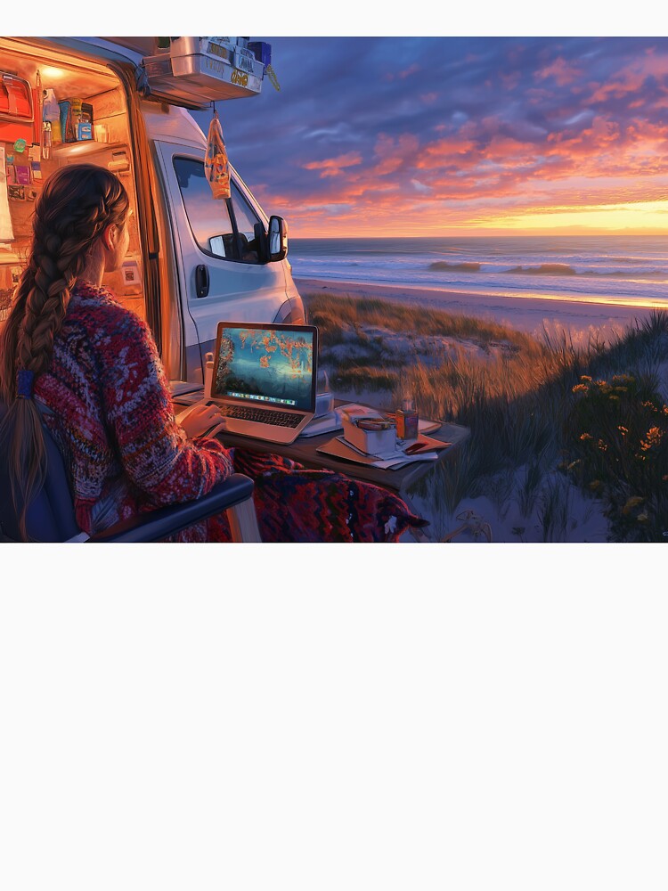 Digital Nomad Dreams: Sunset at the Beach by ACuriousshoppe