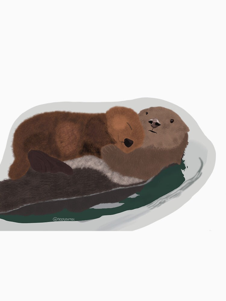 Otters holding hands by noonjournal