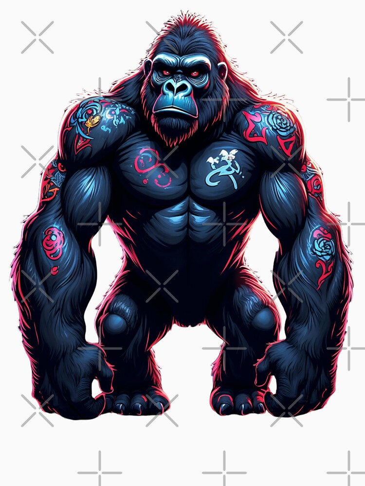 Tattooed Gorilla Art - Bold and Vibrant Design by latelierdechris