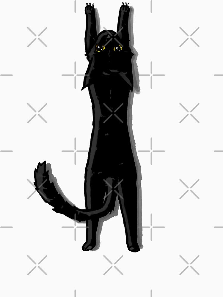 Black cat with gold eyes stretching by LawsonFabrics