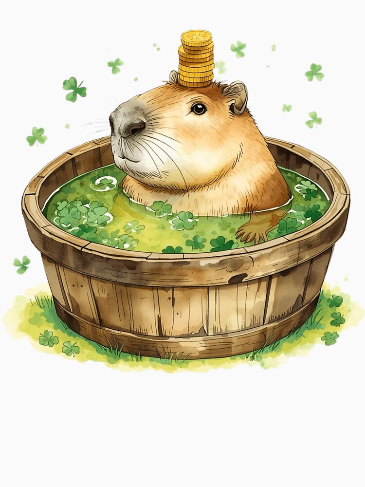 Funny St Patricks Day Capybara Spa in Shamrock Tub by AQUILAKREO