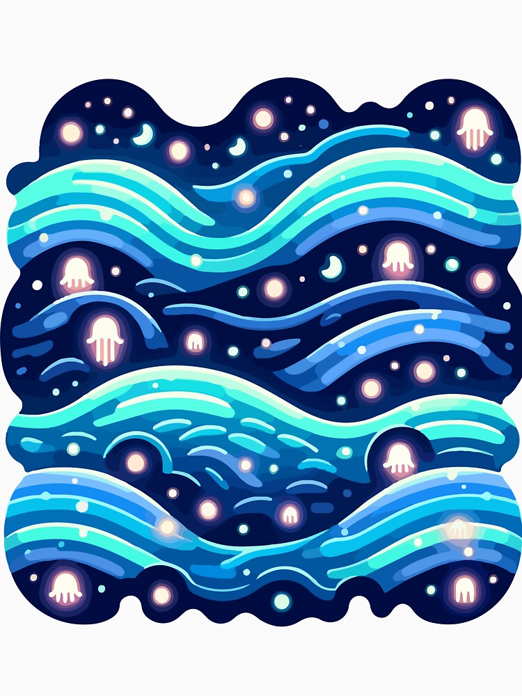 Enchanted Ocean Waves and Luminous Jellyfish by OniumEth