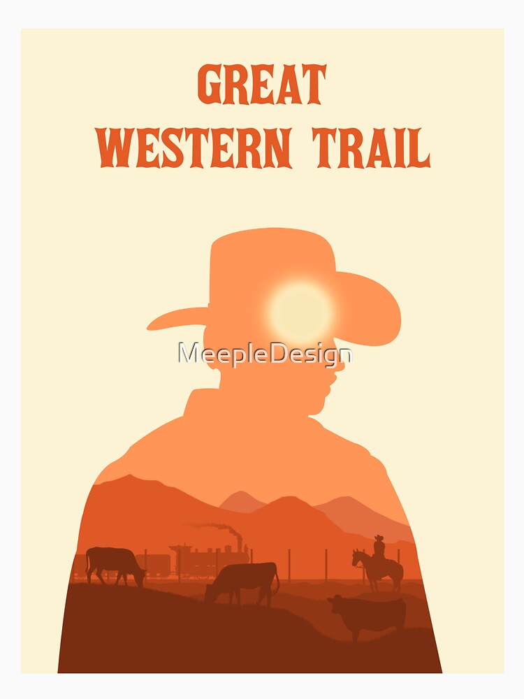 Great Western Trail - Minimalist Silhouette Poster Style - Board Game Art by MeepleDesign