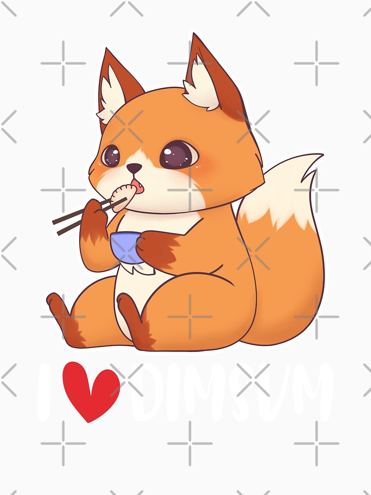 Cute Fox, I Love Dim Sum, Baby Fox Gift for the Foodie and Dim Sum Lover by fatamyfan1