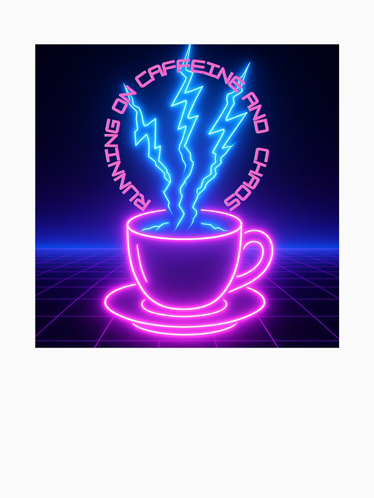 Running on Caffeine and Chaos – Neon Lightning Coffee Cup by RKNTdesigns