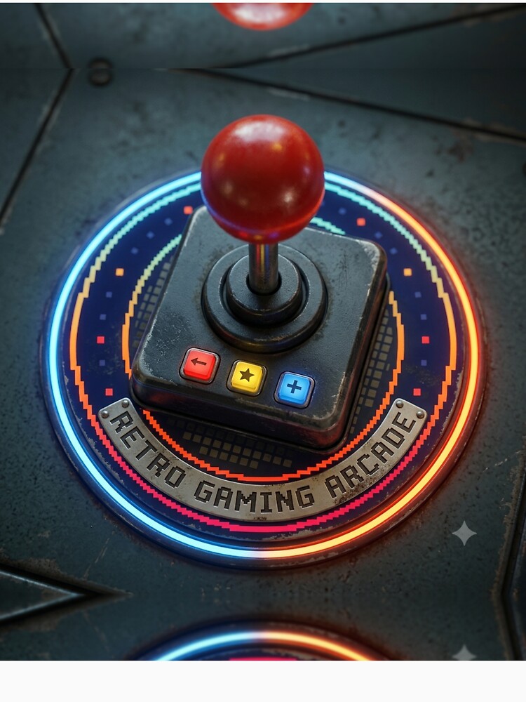 Retro Arcade Joystick Neon Emblem by GrzywaM