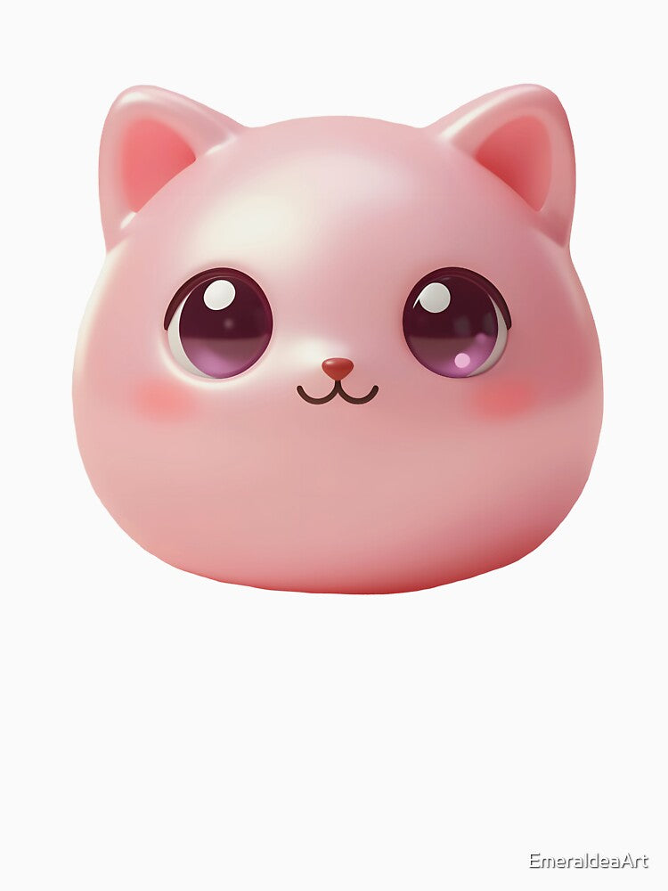 Cute Pink Cat Squishy Head – Photorealistic Kawaii Stress Toy Cutout by EmeraldeaArt
