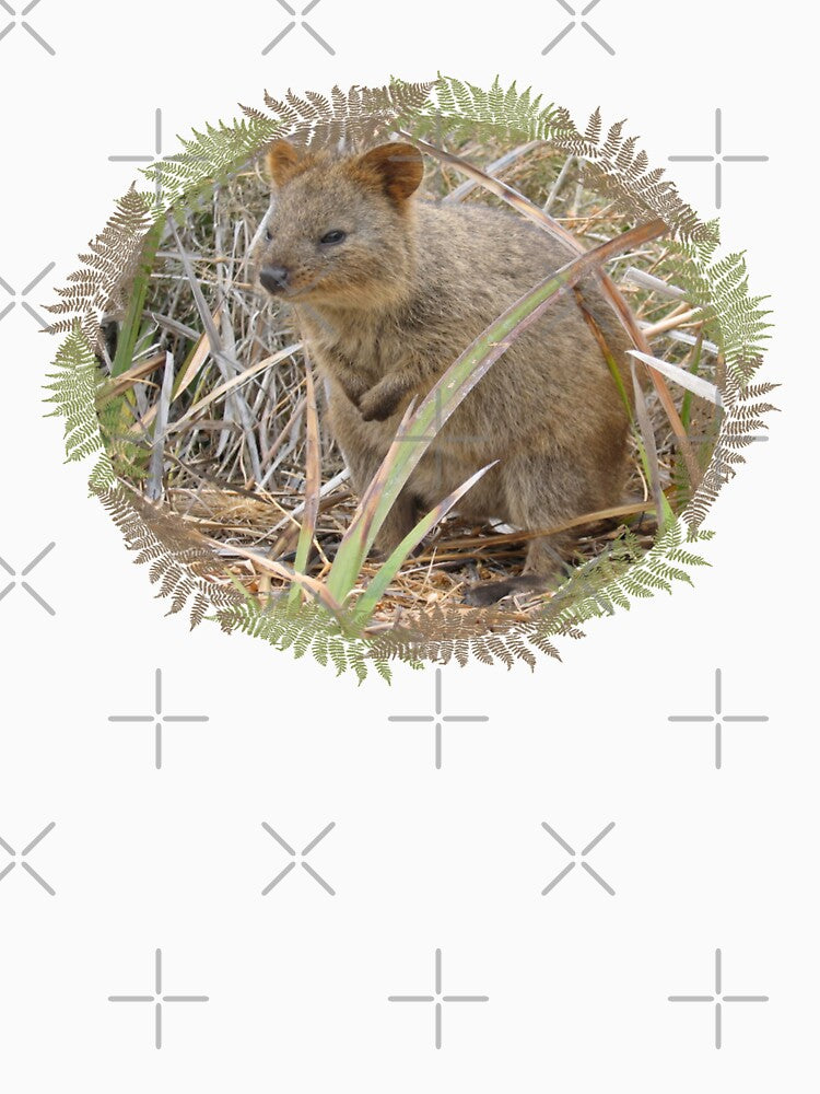 Cute Happy Quokka With Leave Round Circle Border by mewsis