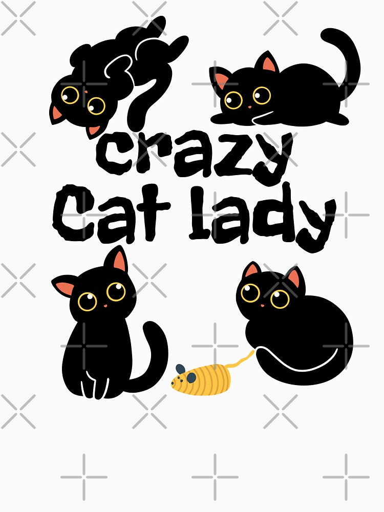 Crazy cat lady with black cats for cat moms by coloursforkids