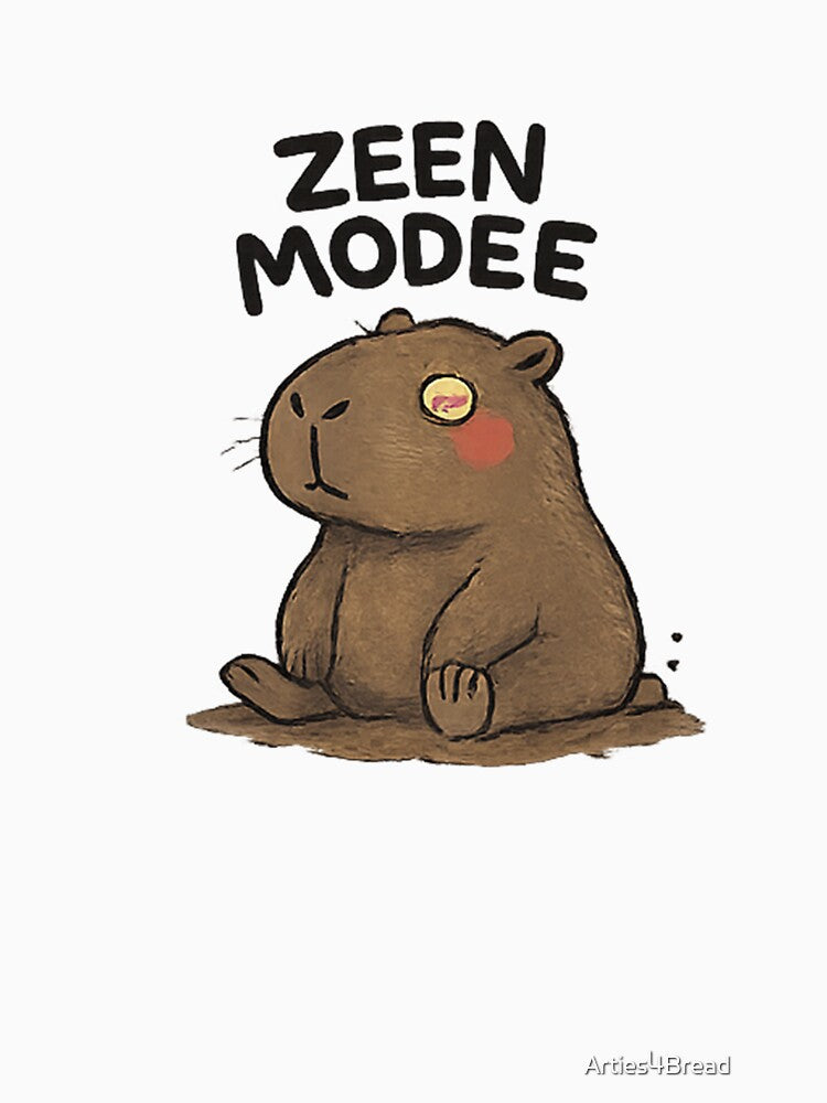 Zen Mode Capybara in Mud with Mushrooms - Lazy Meditation Shirt by Arties4Bread⭐⭐⭐⭐⭐