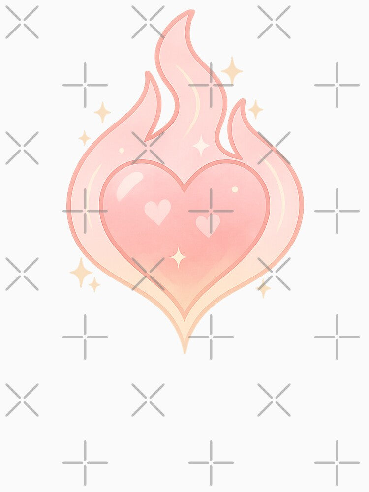 Rose Quartz Heart Flame | Kawaii Crystal Heart Sticker | Soft Girl Manifestation | Divine Feminine Healing Art by HerDreamCodes