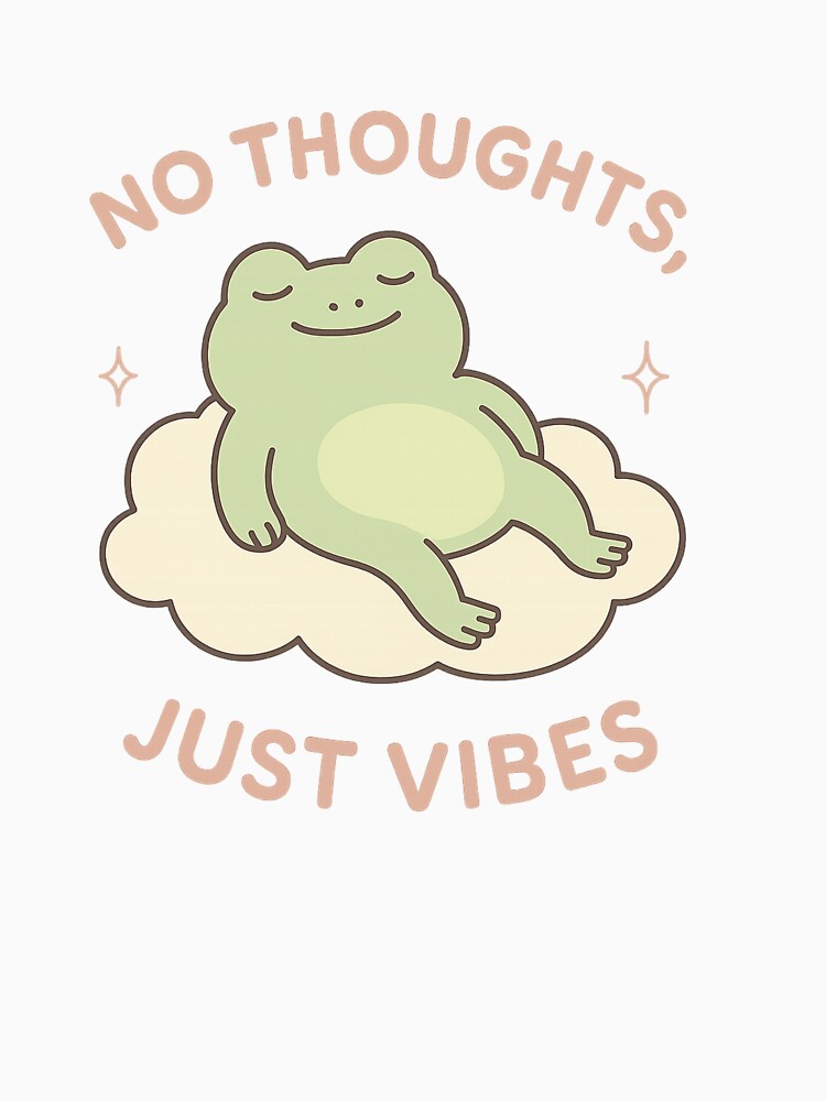 No Thoughts Just Vibes – Minimalist Funny Animal Sticker for Lazy Days & Chill Moods by Designeerguy